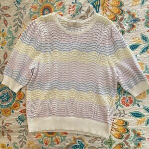 LOFT Pastel Wave Knit Blouse